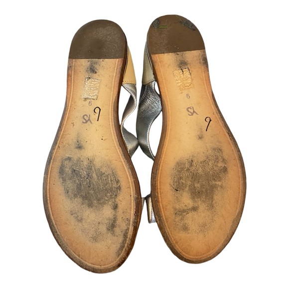 Yosi Samra Casey Silver Metallic Tan Leather D'Orsay Sandal Size 9M - Picture 5 of 5